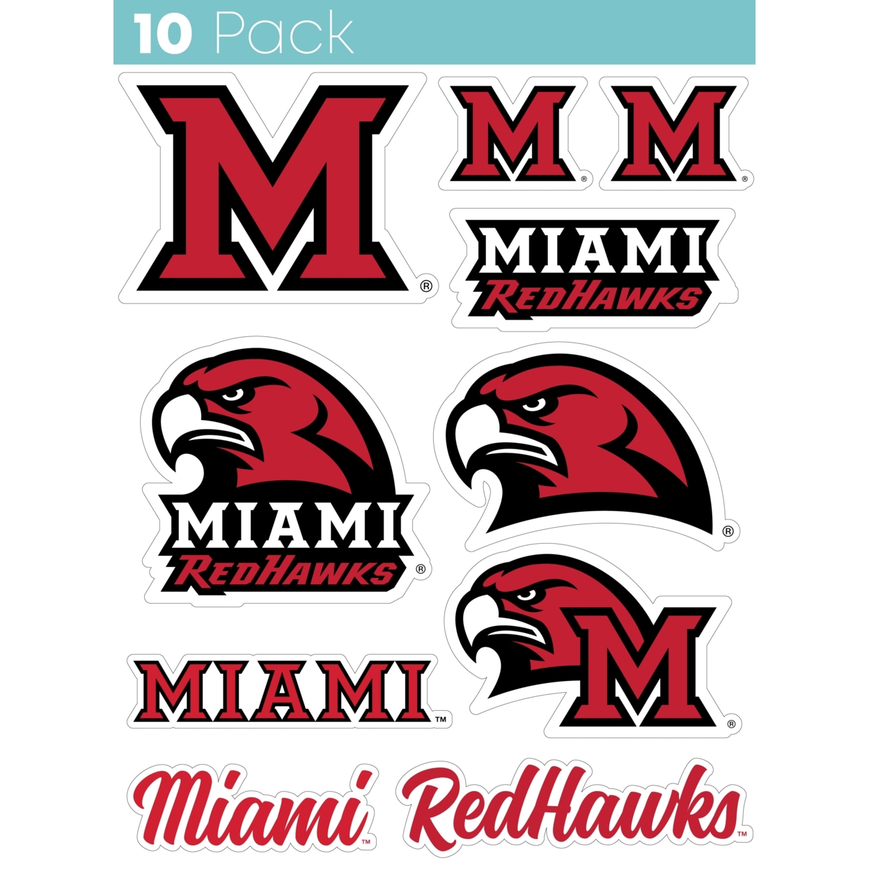 Miami University Of Ohio 10 Pack Collegiate Vinyl Decal Sticker
