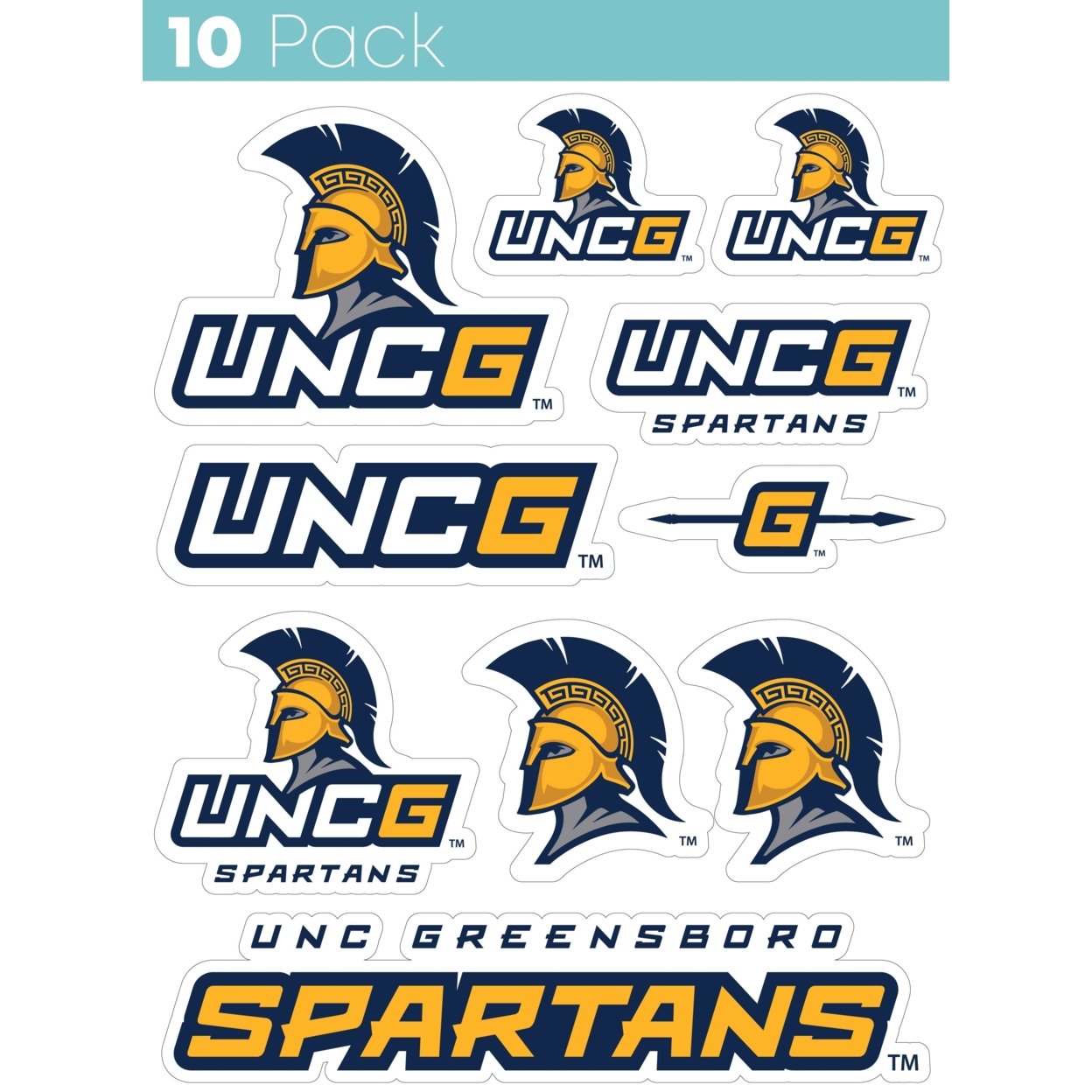 North Carolina Greensboro Spartans 10 Pack Collegiate Vinyl Decal Sticker