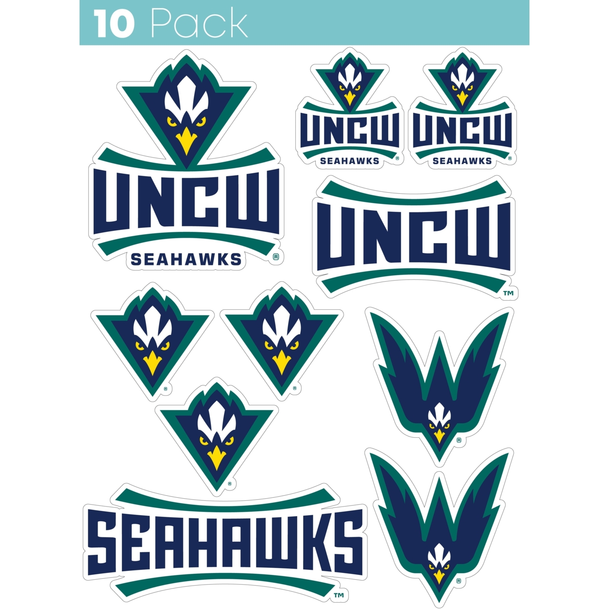 North Carolina Wilmington Seahawks 10 Pack Collegiate Vinyl Decal Sticker