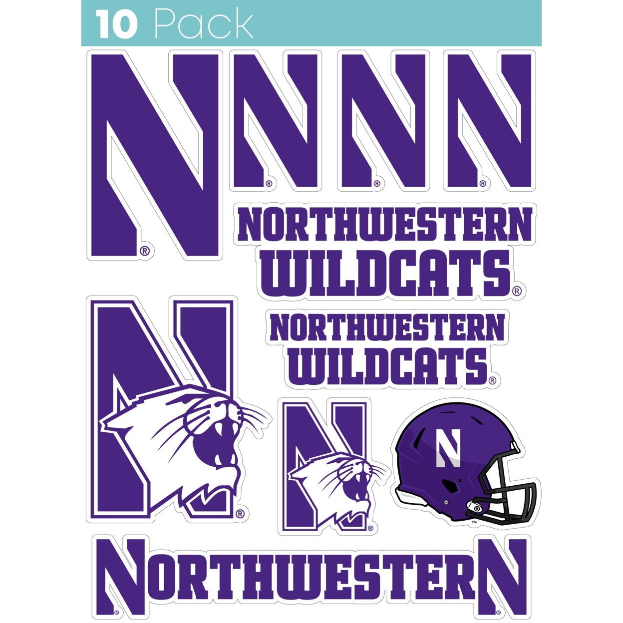 Northwest University Wildcats 10 Pack Collegiate Vinyl Decal Sticker