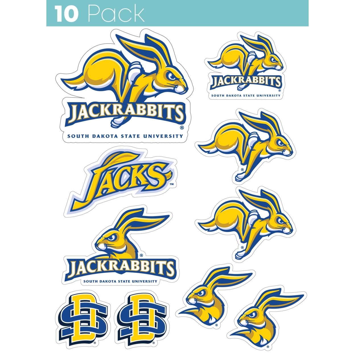 South Dakota Jackrabbits 10 Pack Collegiate Vinyl Decal Sticker