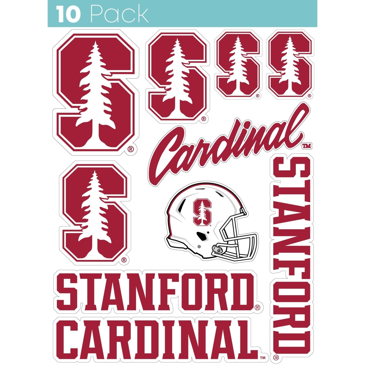 Stanford University 10 Pack Collegiate Vinyl Decal Sticker