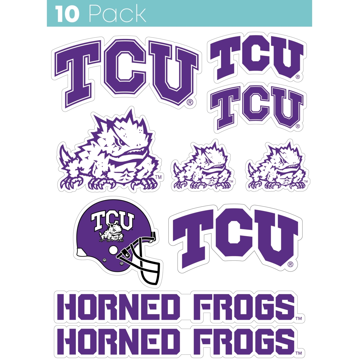 Texas Christian University 10 Pack Collegiate Vinyl Decal Sticker