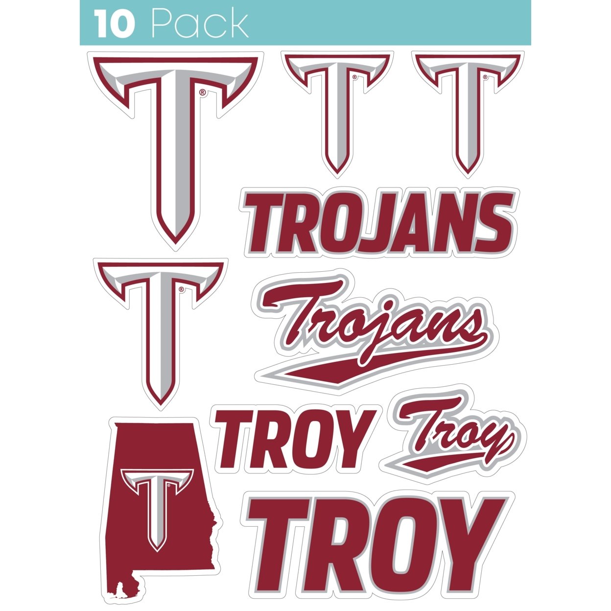 Troy University 10 Pack Collegiate Vinyl Decal Sticker