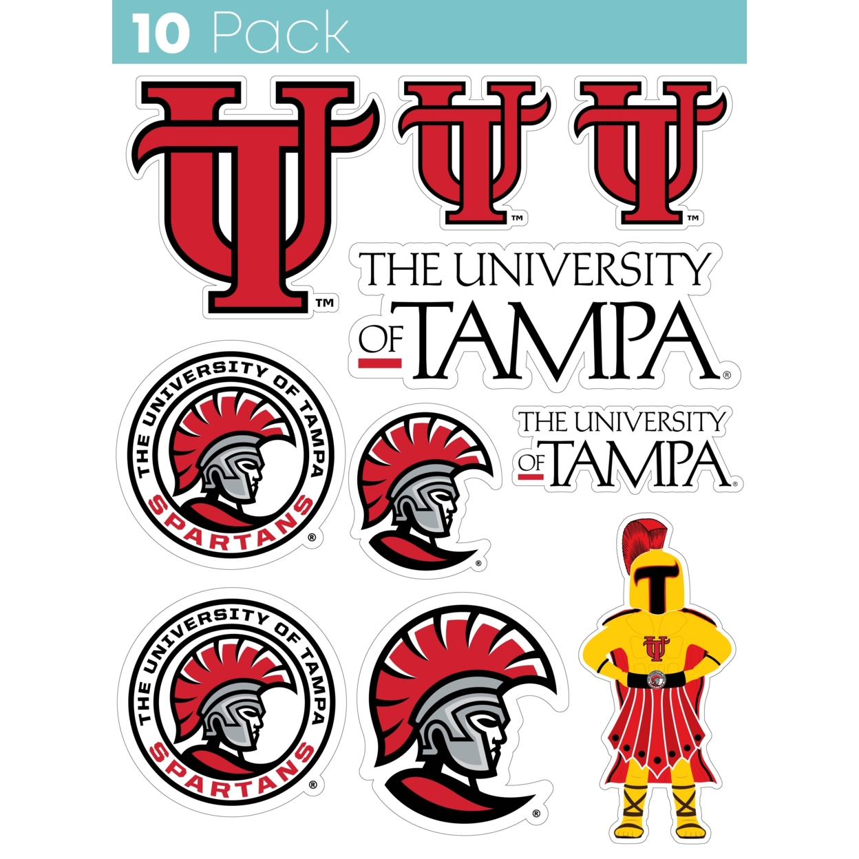 University Of Tampa Spartans 10 Pack Collegiate Vinyl Decal Sticker