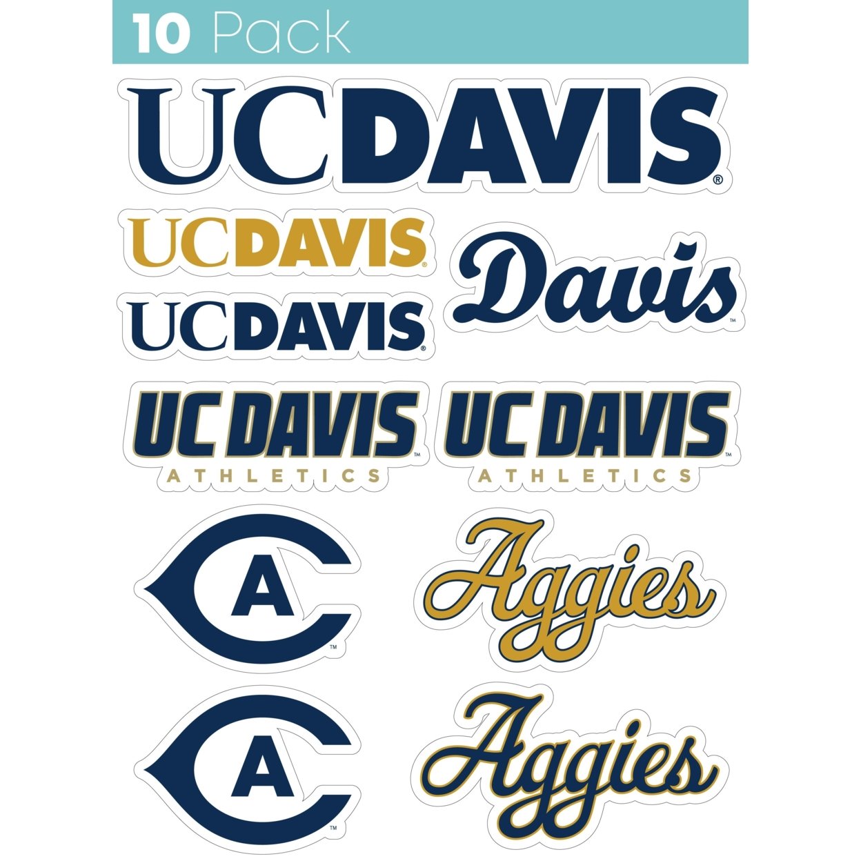 UC Davies Aggies 10 Pack Collegiate Vinyl Decal Sticker