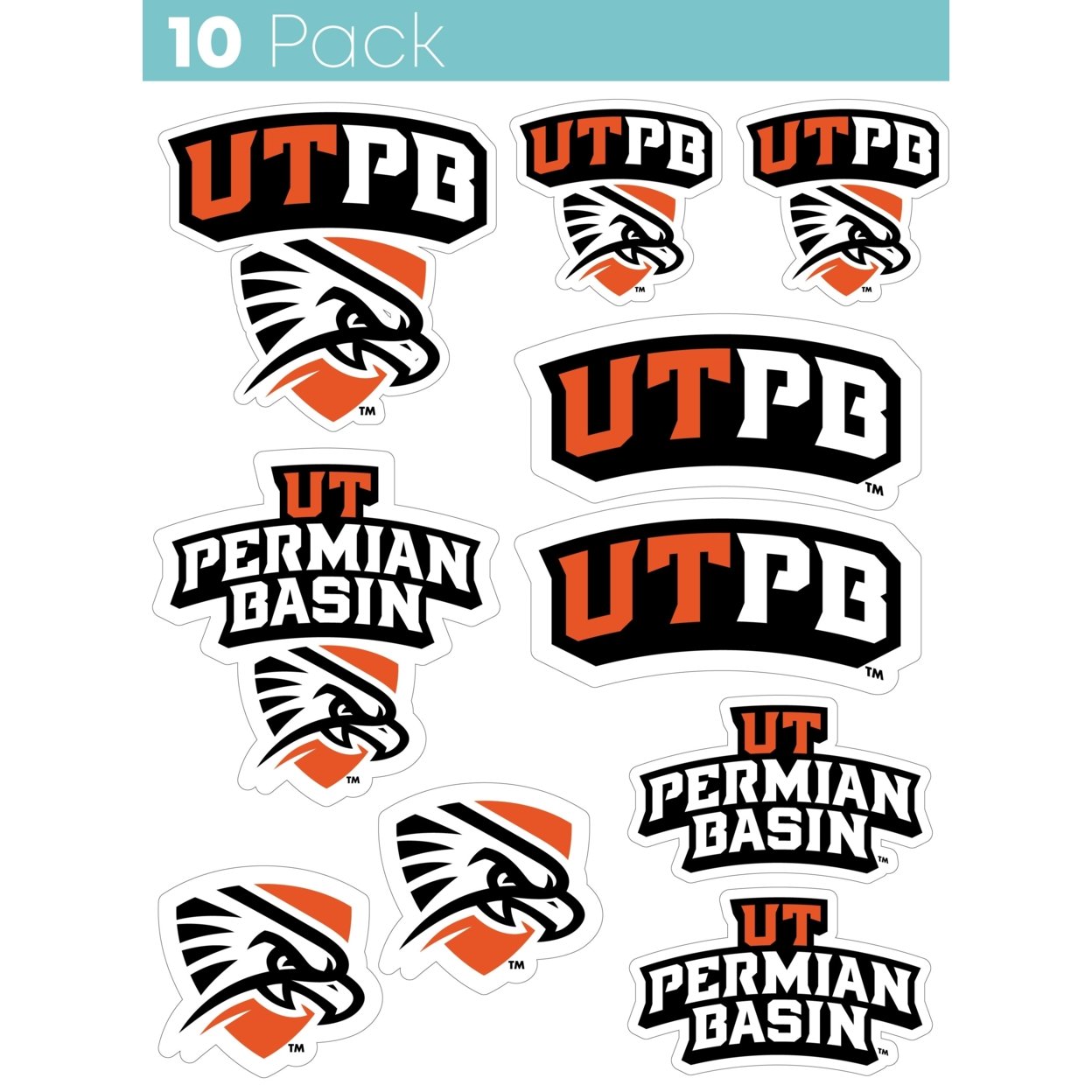 University Of Texas Of The Permian Basin 10 Pack Collegiate Vinyl Decal Sticker