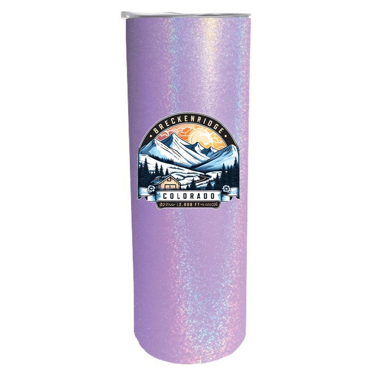 Breckenridge Colorado Souvenir 20 Oz Insulated Stainless Steel Skinny Tumbler - Pink Glitter