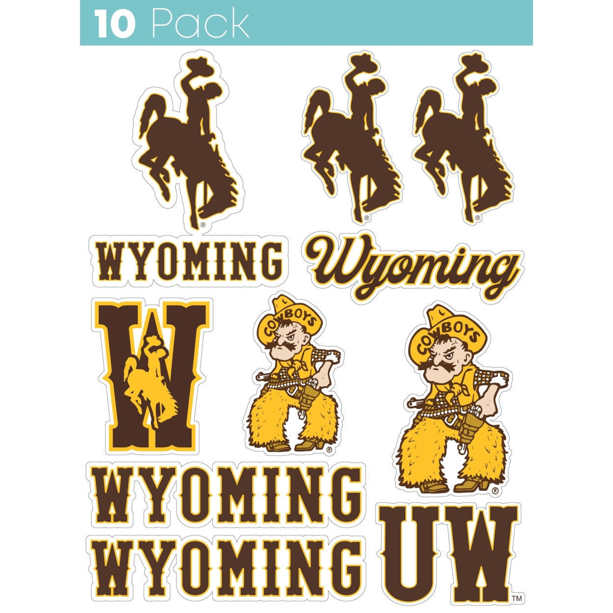 University Of Wyoming 10 Pack Collegiate Vinyl Decal Sticker