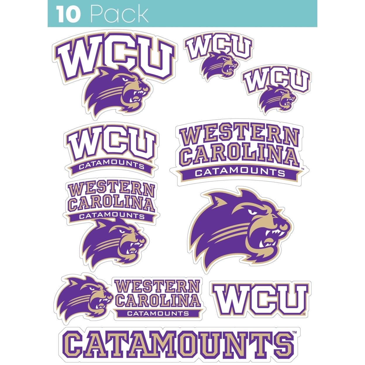 Western Carolina University 10 Pack Collegiate Vinyl Decal Sticker