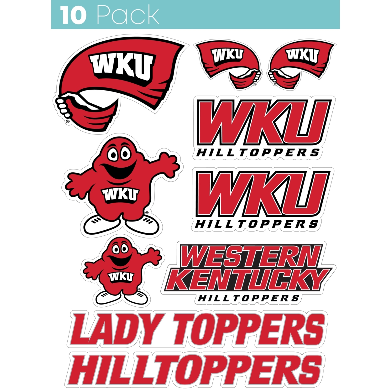 Western Kentucky Hilltoppers 10 Pack Collegiate Vinyl Decal Sticker