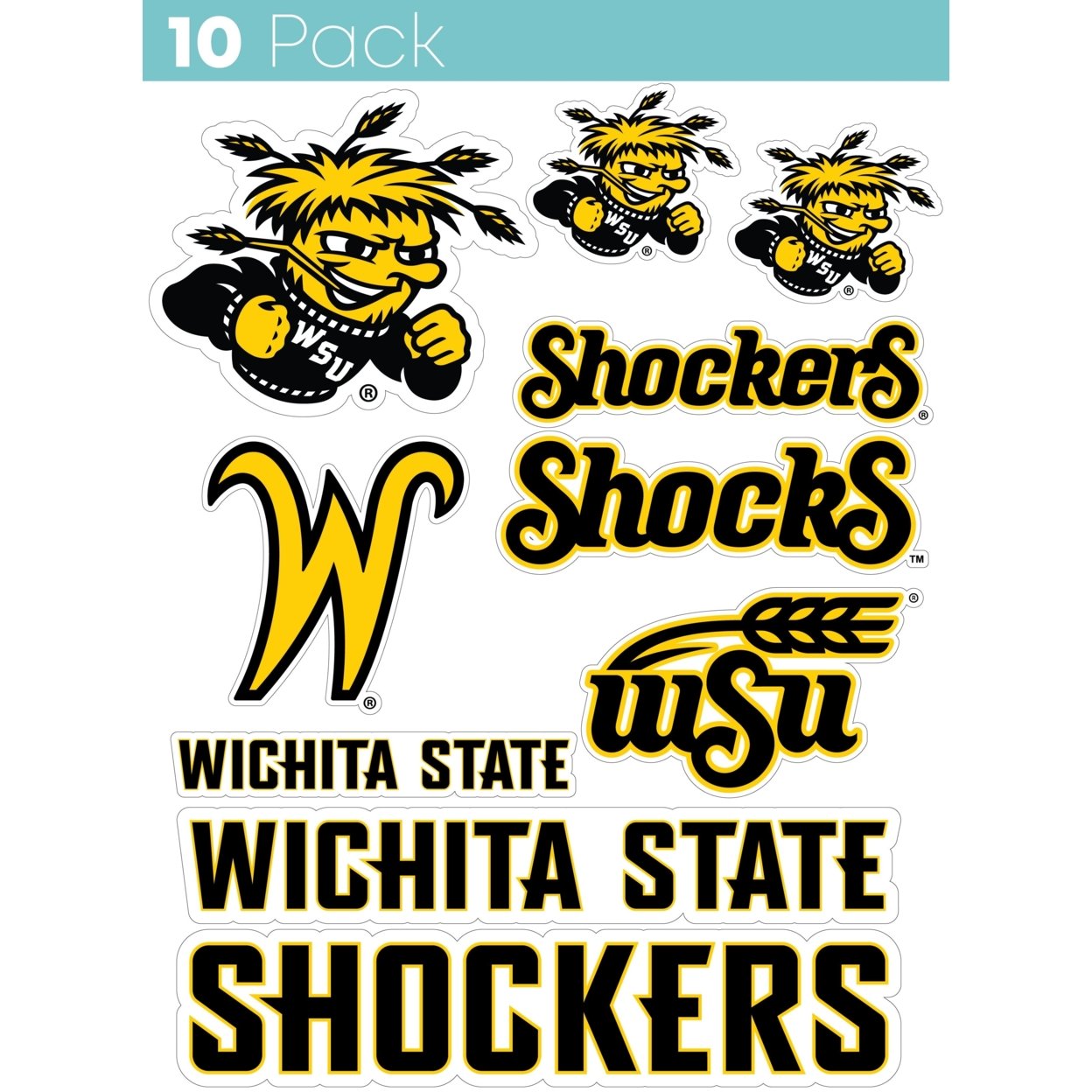 Wichita State Shockers 10 Pack Collegiate Vinyl Decal Sticker