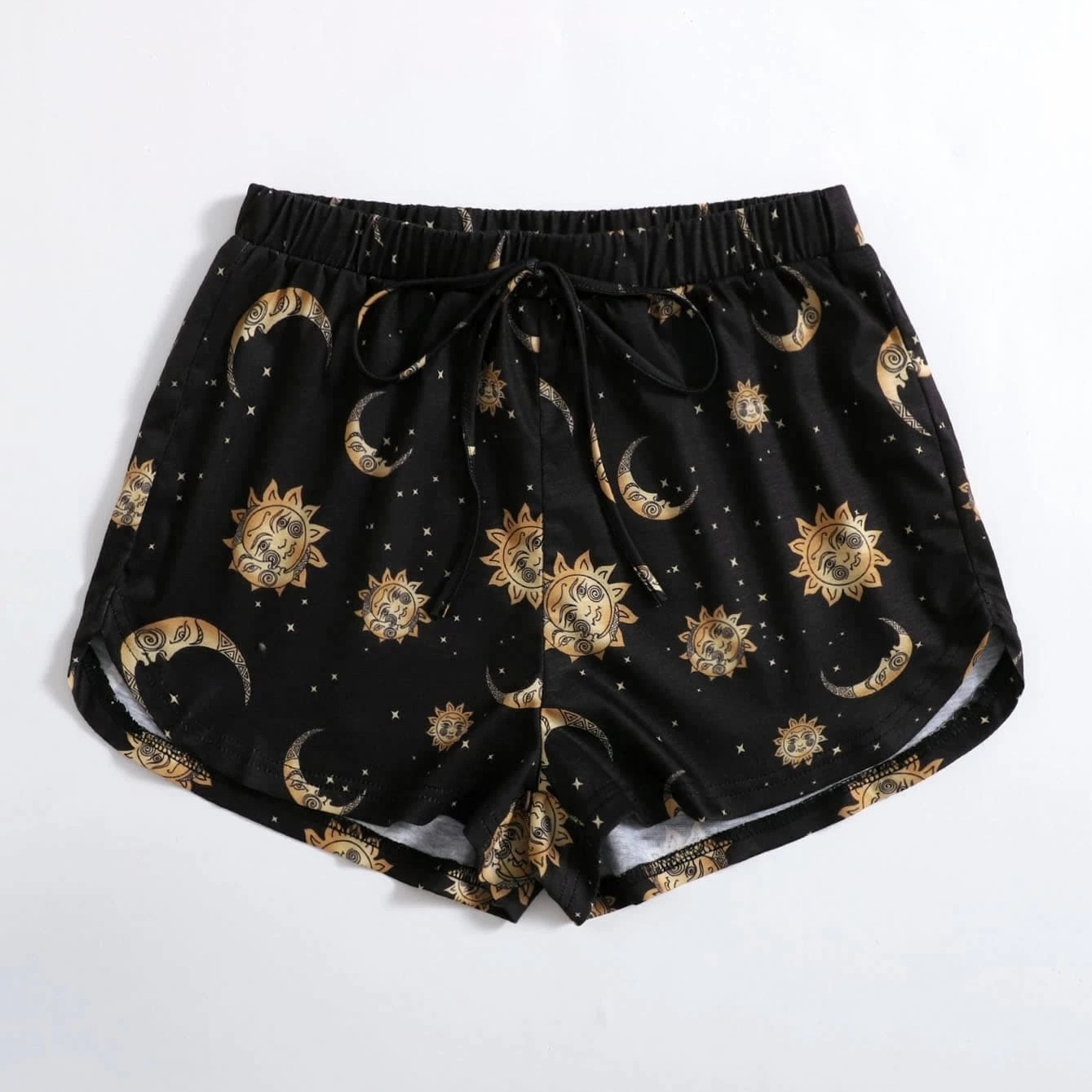 Moon & Sun Print Knot Front Shorts - M