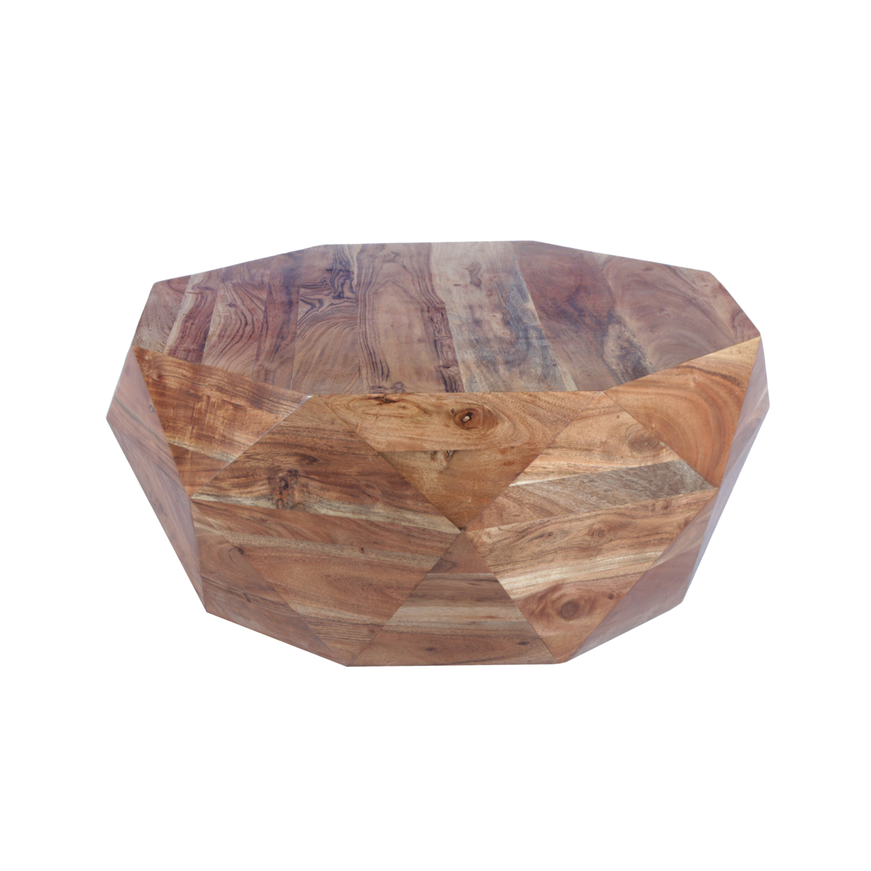 33 Inch Diamond Shape Acacia Wood Coffee Table With Smooth Top, Natural Brown- Saltoro Sherpi