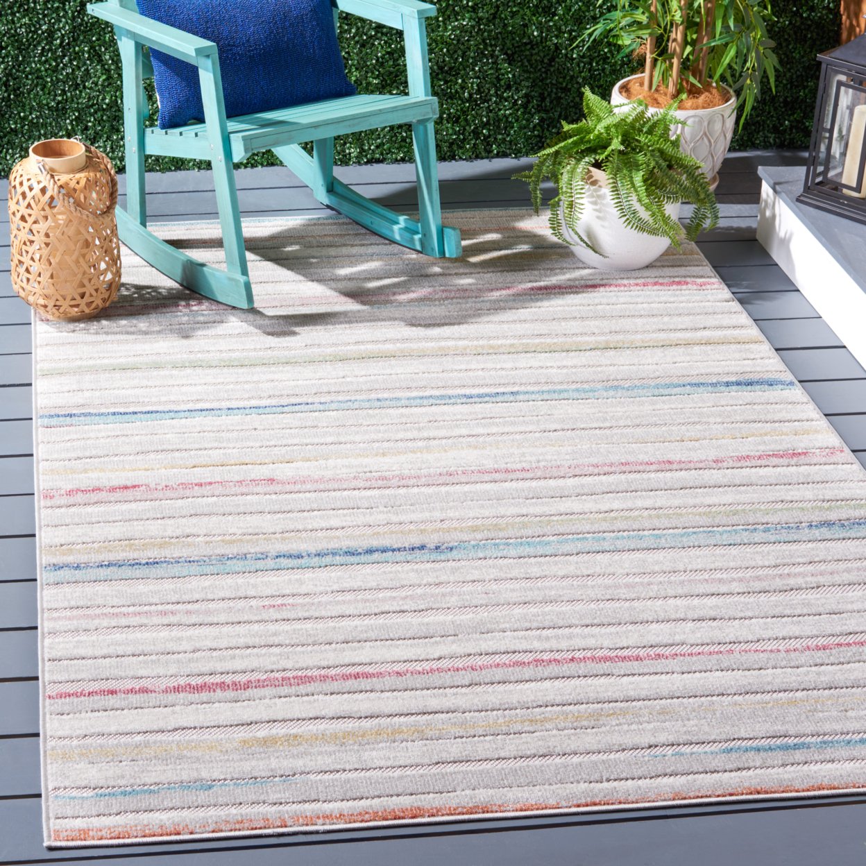 SAFAVIEH Outdoor CBN454Y Cabana Collection Green / Rust Rug - 2' X 5'