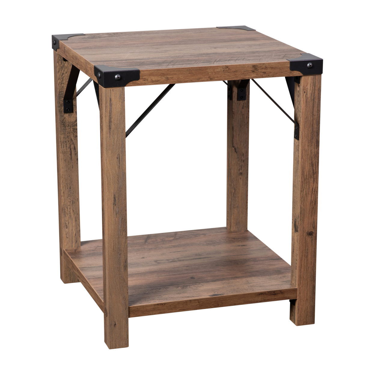 Rustic Oak 2 Tier Side Table