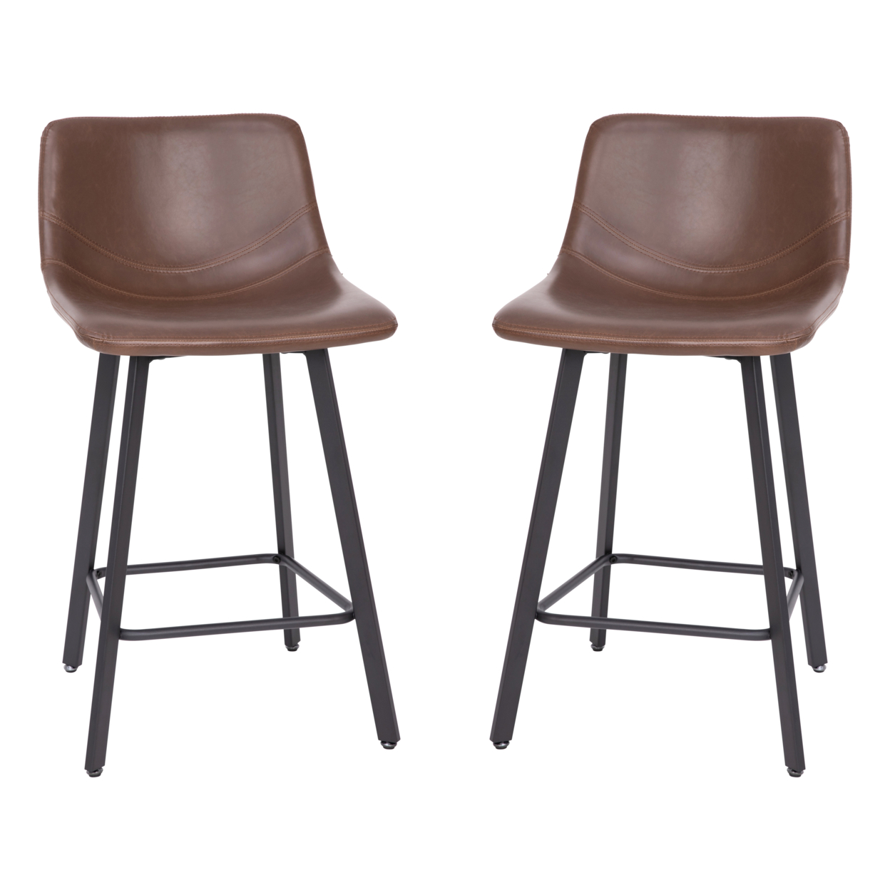 2PK 24 Brown Leather Stools