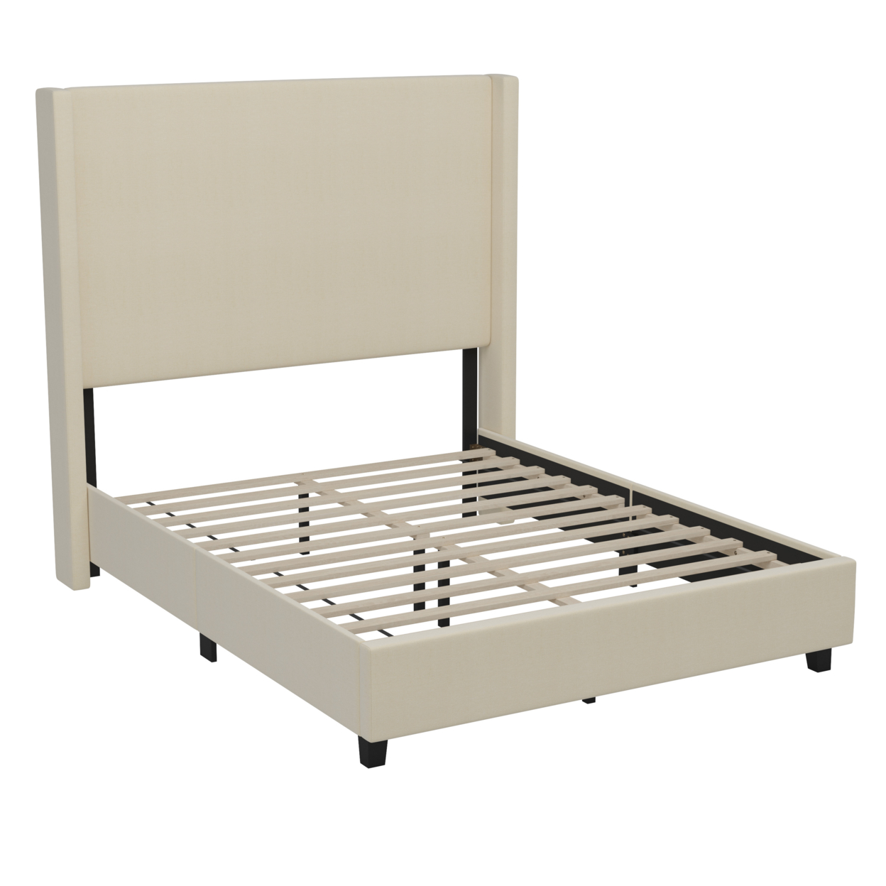 Beige Full Size Platform Bed