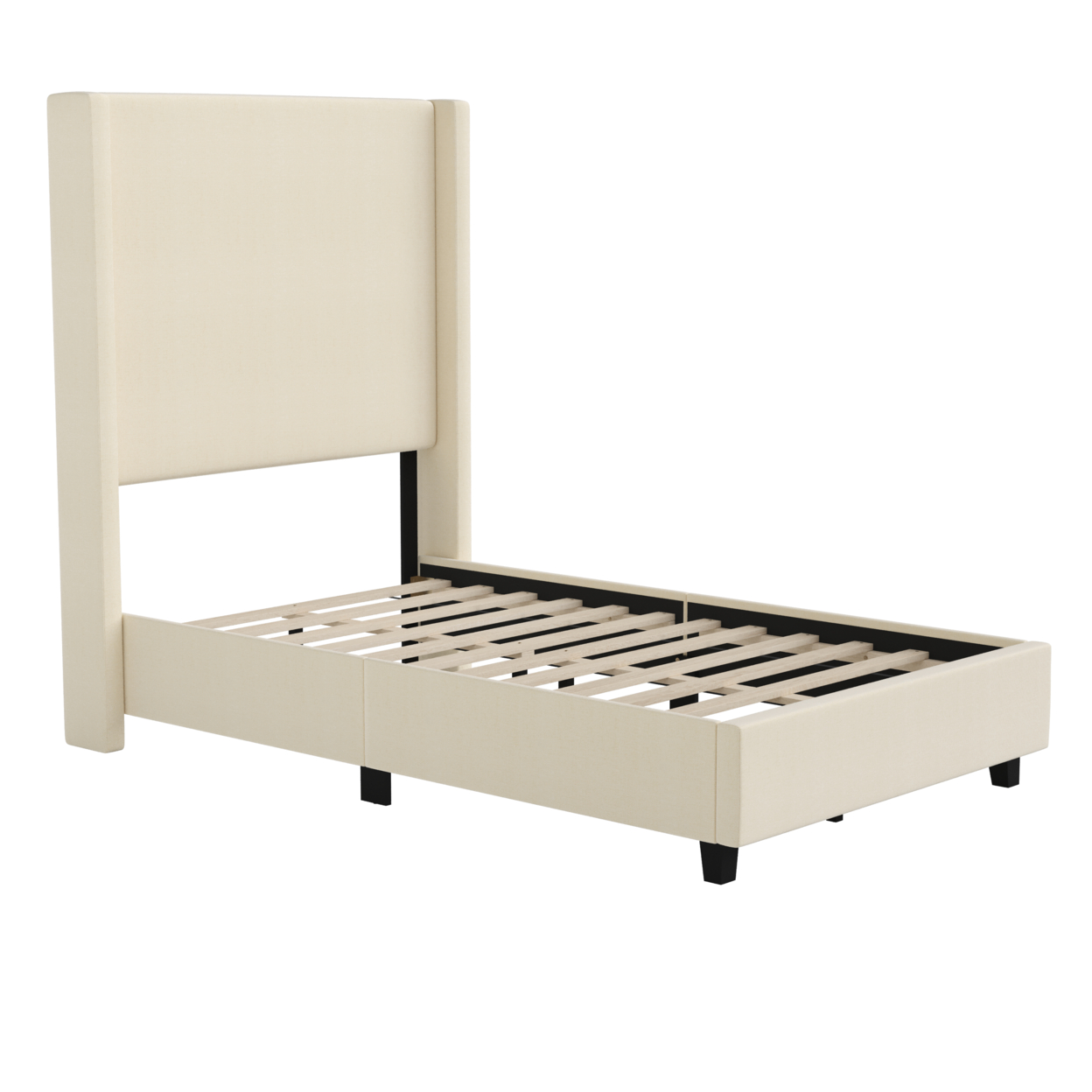 Beige Twin Size Platform Bed