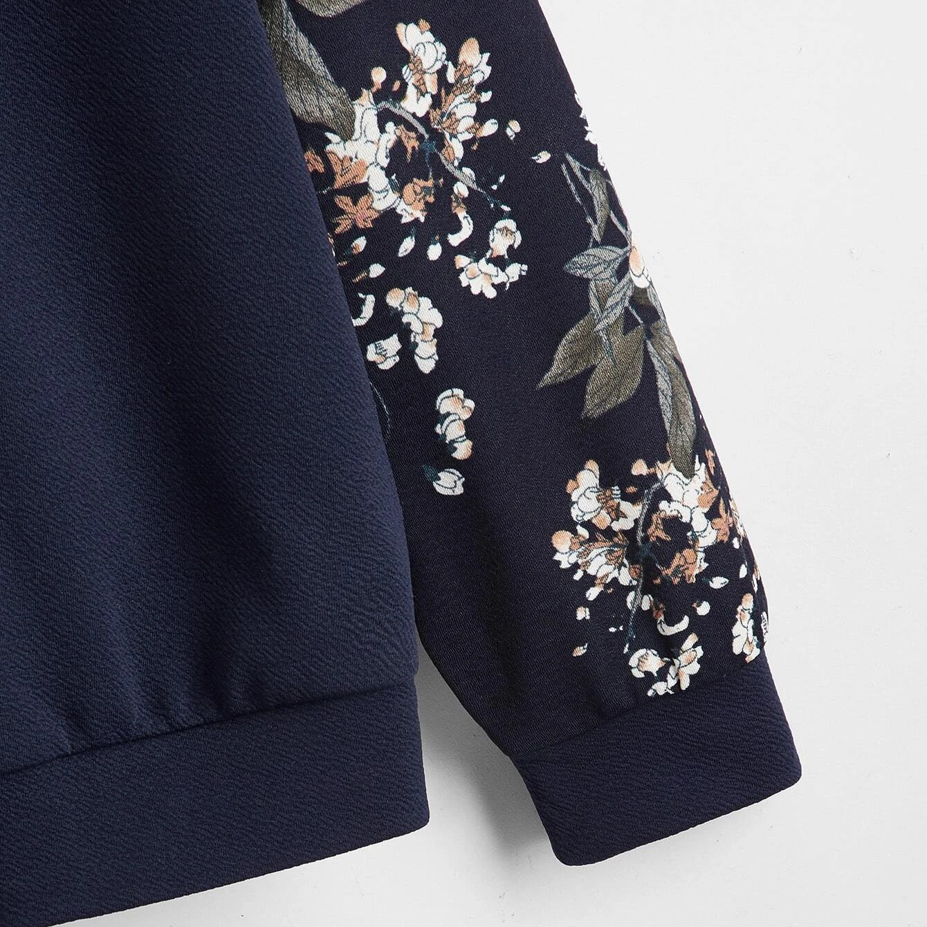 Floral Raglan Sleeve Pullover - Medium(6)