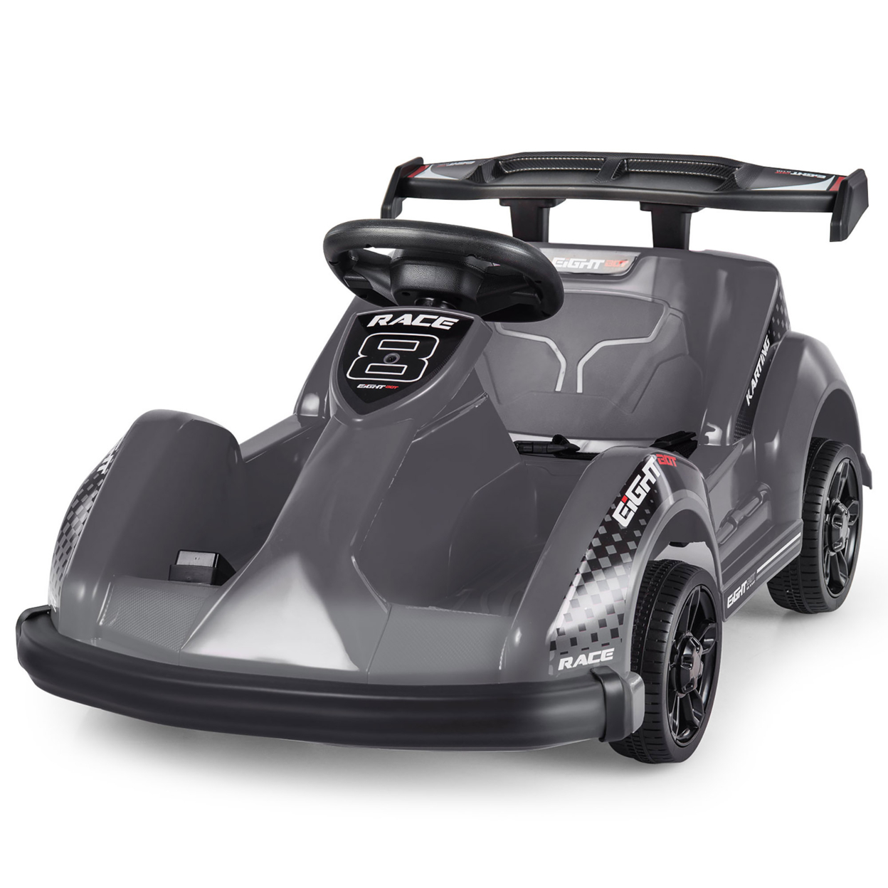 6V Battery Powered Go Kart Kids Ride On 4 Wheel Racer RC W/ Bumper & Music - Pink