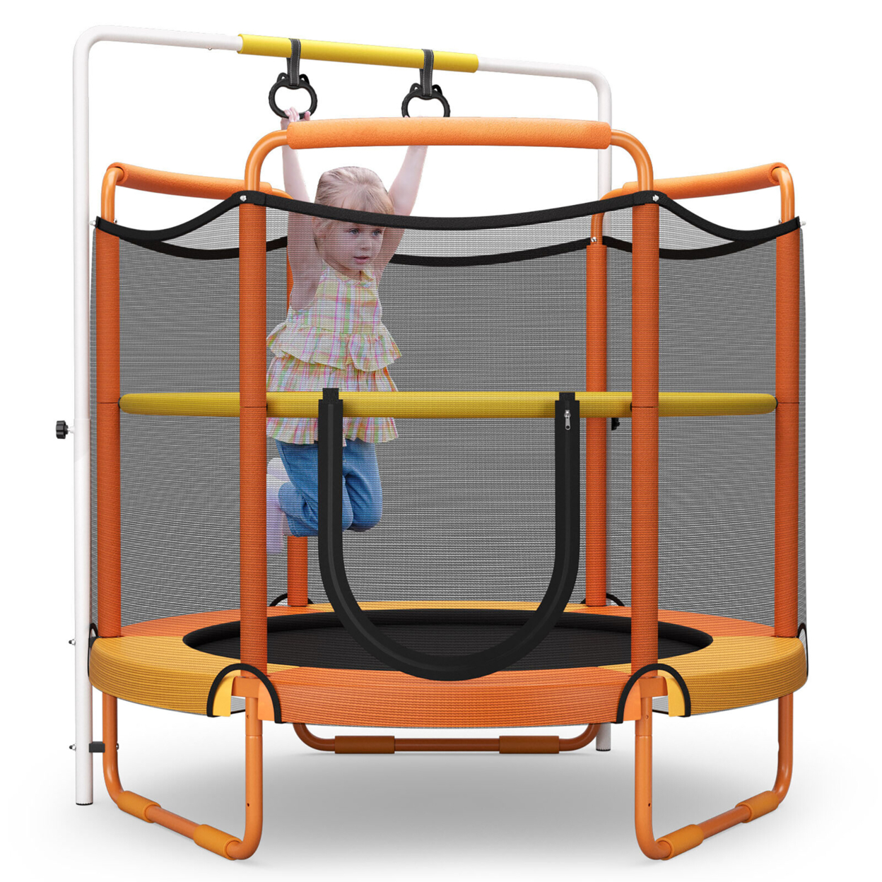 5FT Kids 3-in-1 Game Trampoline Seamless W/ Enclosure Net Spring Pad In/ Outdoor