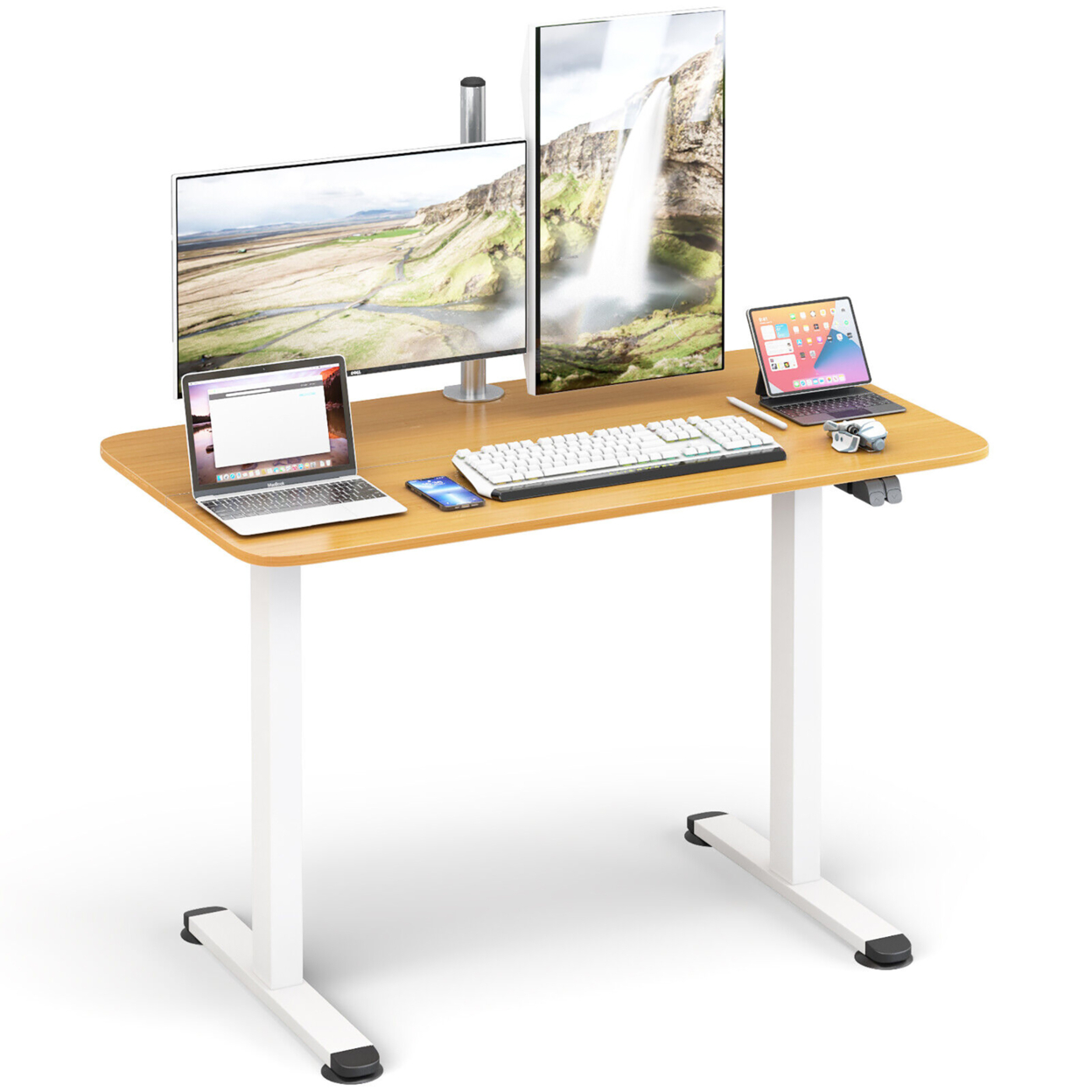 Electric Standing Desk Adjustable Stand Up Computer Desk Anti-collision - Natural