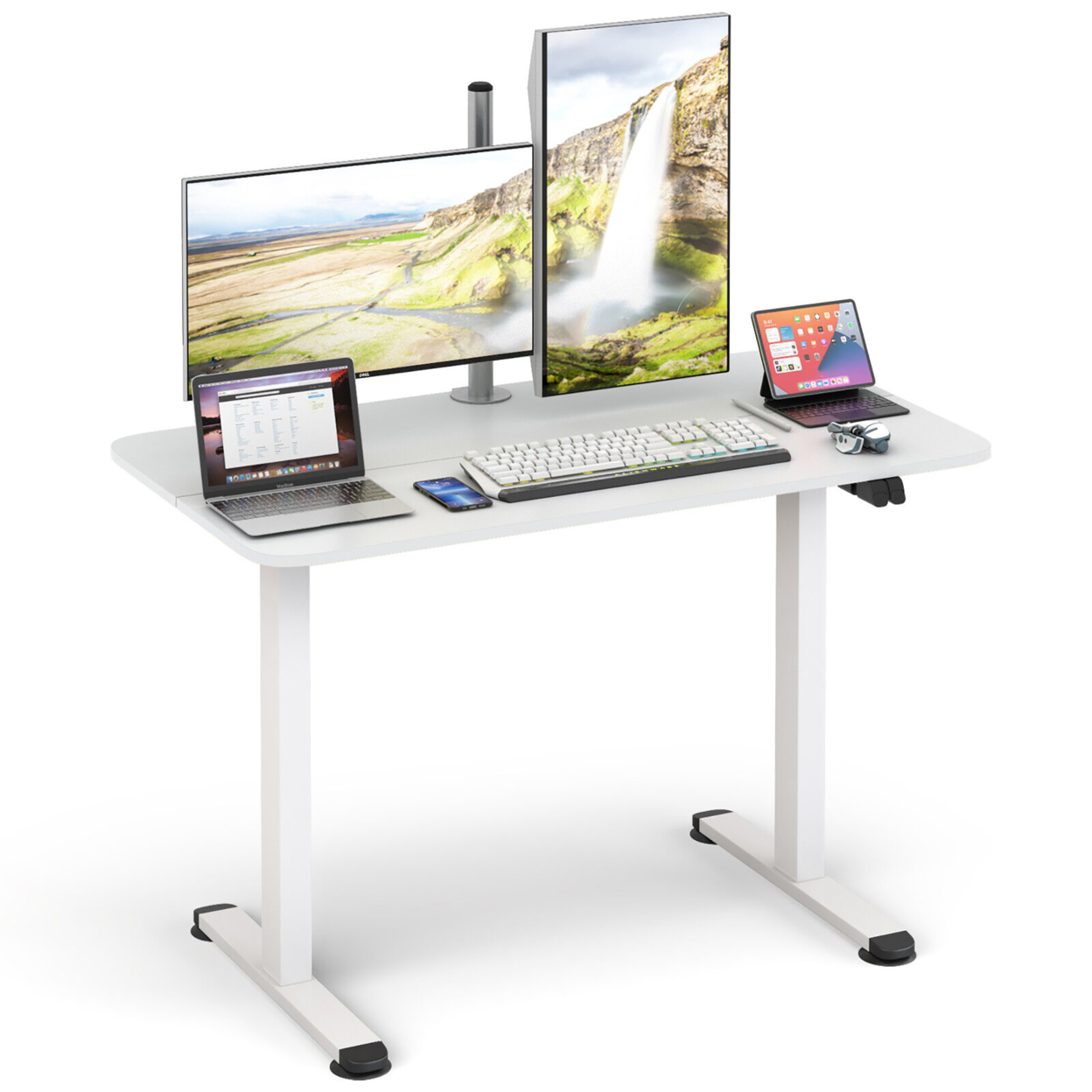 Electric Standing Desk Adjustable Stand Up Computer Desk Anti-collision - White