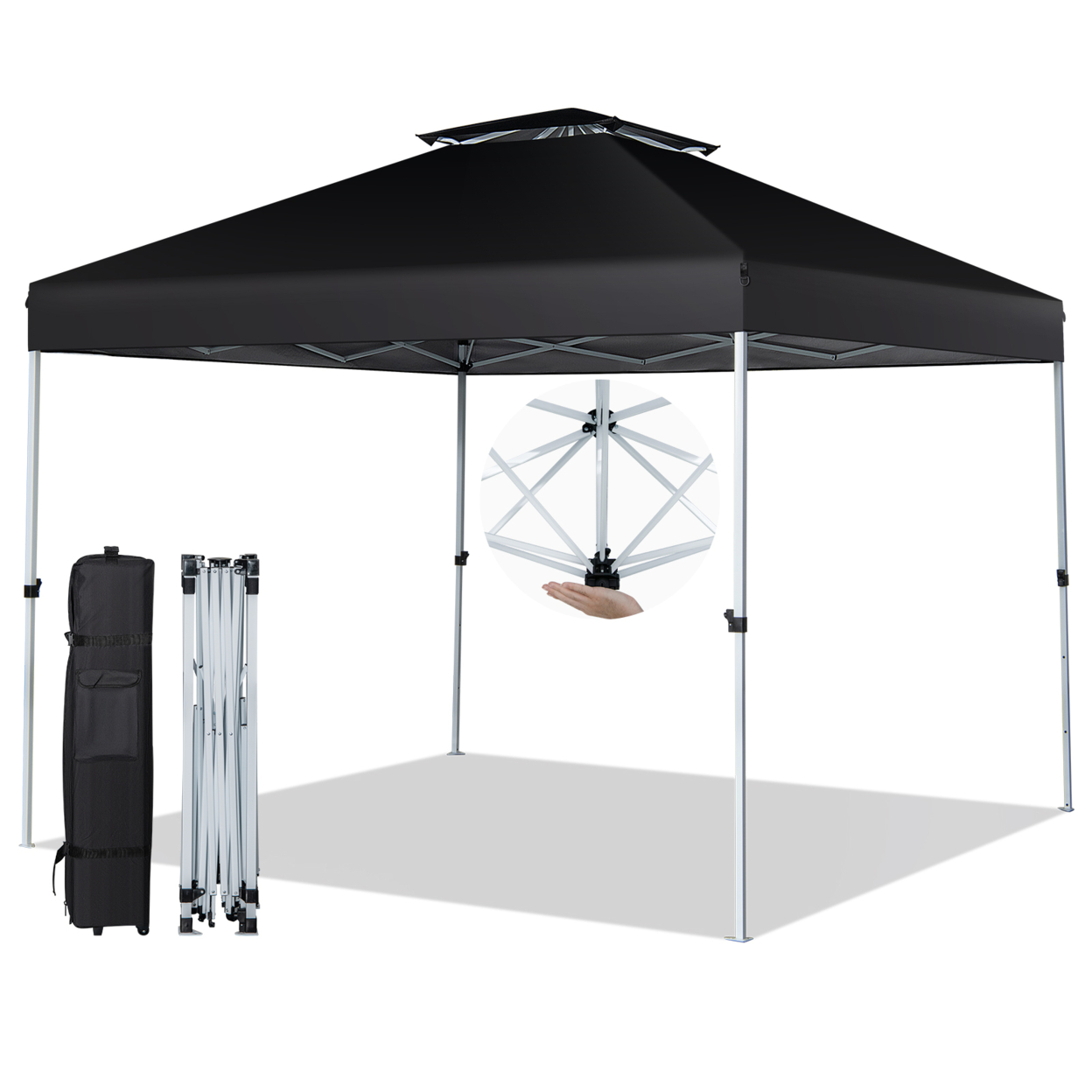 Gymax 2-Tier 10' X 10' Pop-up Canopy Tent Instant Gazebo Adjustable Carry Bag W/ Wheel