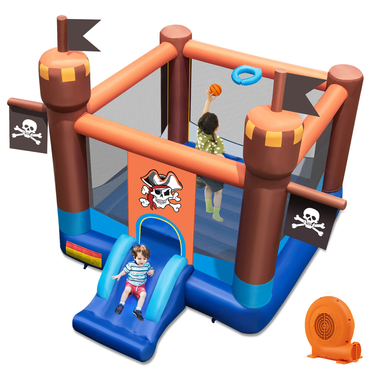 Pirate Themed Inflatable Bounce Castle With Large Jumping Area & 750W Blower