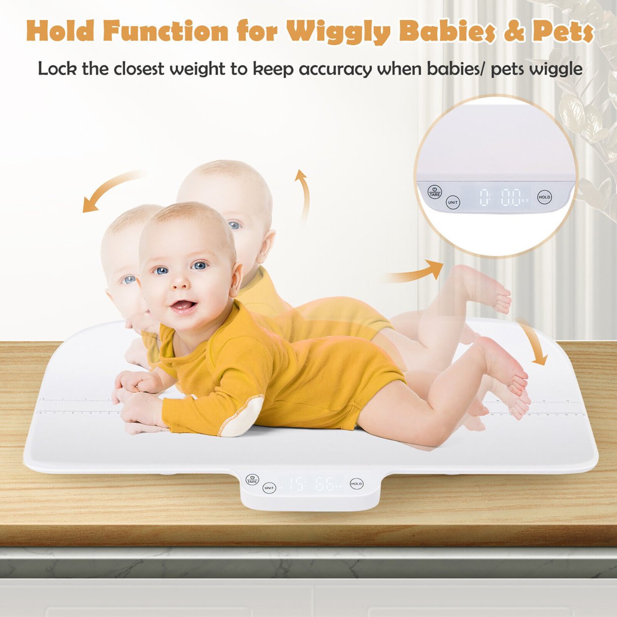Baby Pet Scale With Tape Digital Weighing Scale W/ Smart APP Control