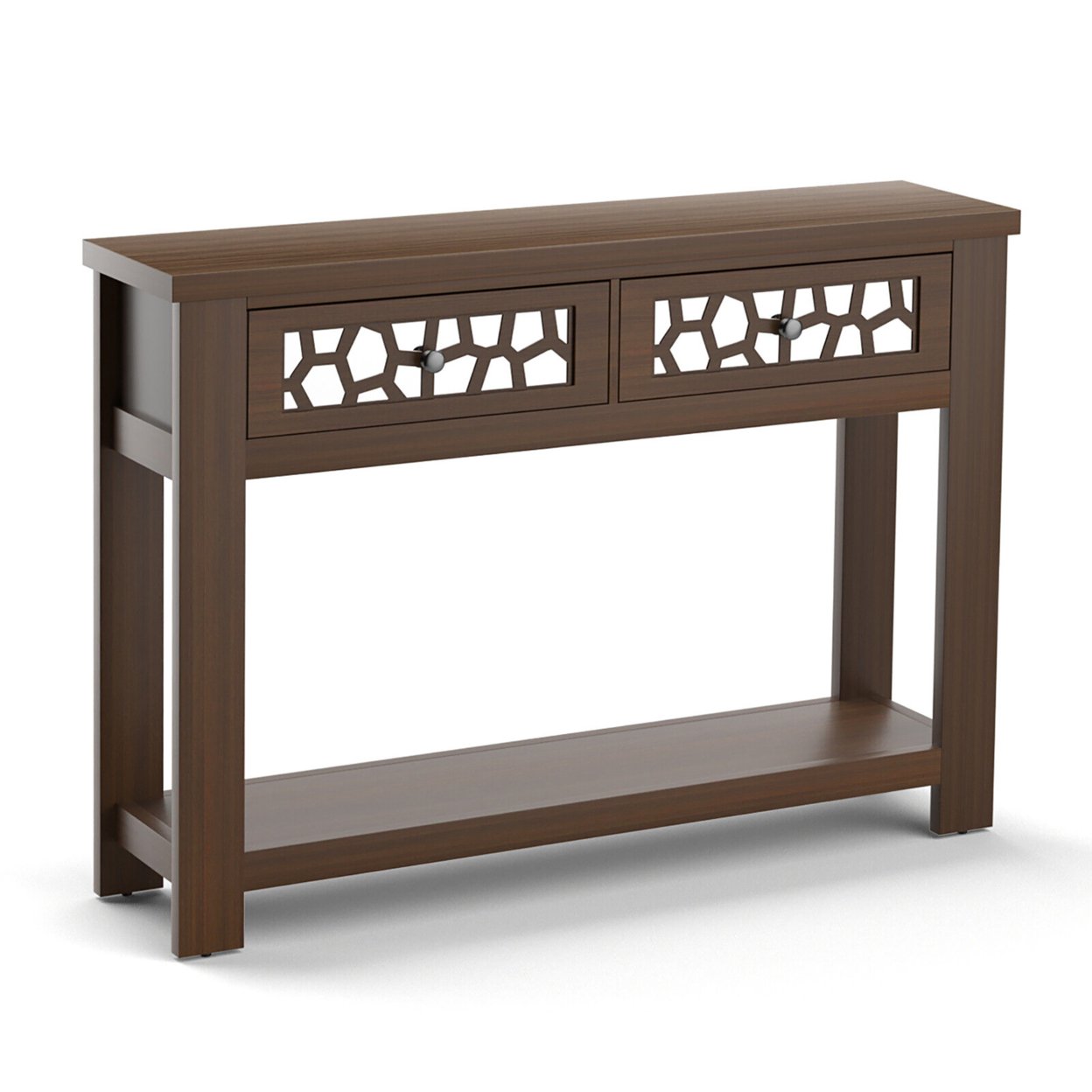 2-tier Console Entryway Table W/ Drawers For Living Room Entrance Rustic - Rustic Brown