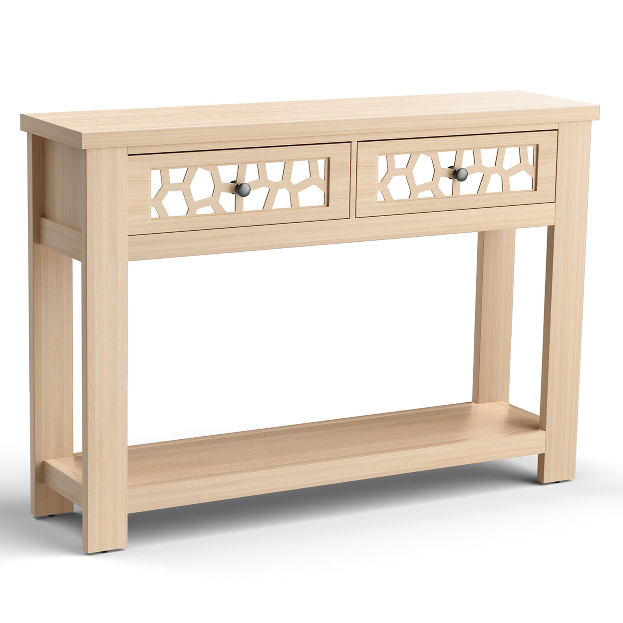 2-tier Console Entryway Table W/ Drawers For Living Room Entrance Rustic - Natural