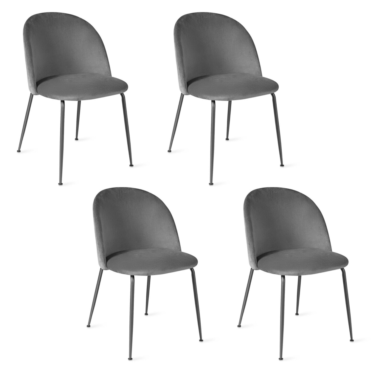 Dining Chair Set Of 4 Upholstered Velvet Chair Set W/ Metal Base For Living Room - Grey