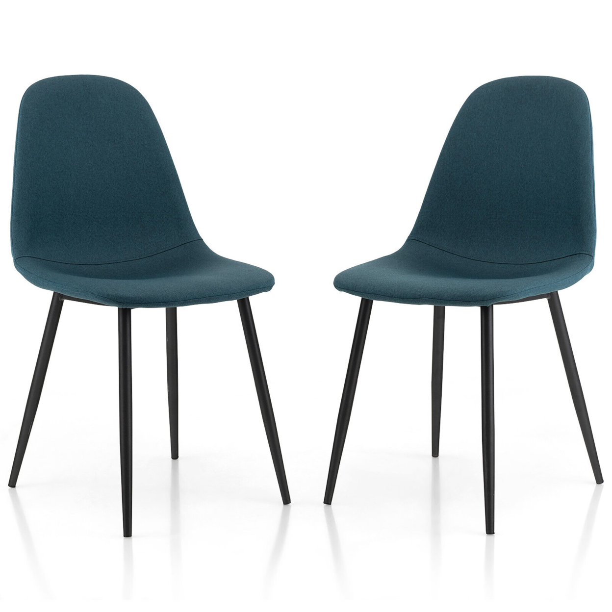 Dining Chairs Set Of 2 Upholstered Fabric Chairs W/Metal Legs For Living Room - Blue