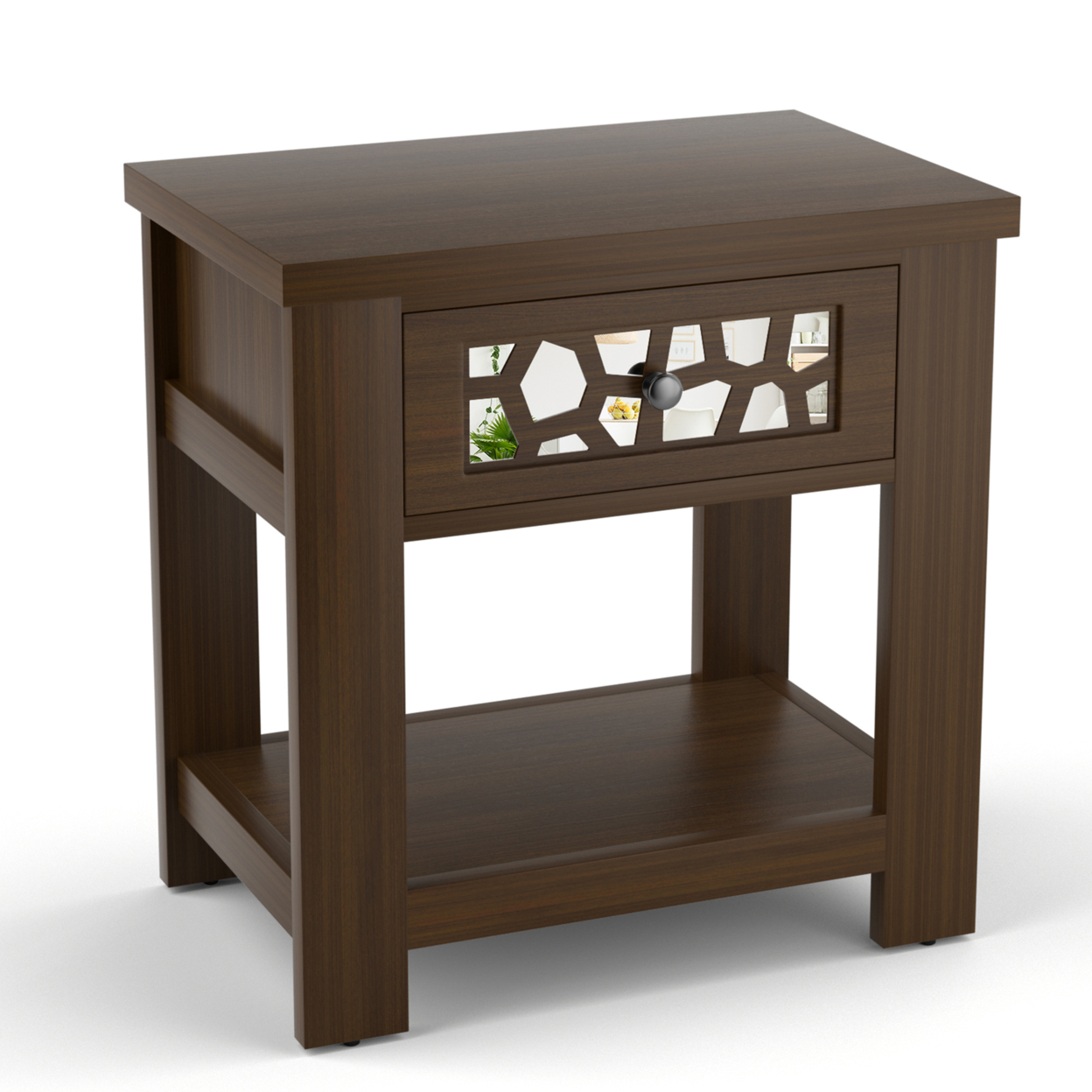 Side End Table Nightstand W/ Drawer Wood For Living Room Bedroom Rustic - Rustic Brown