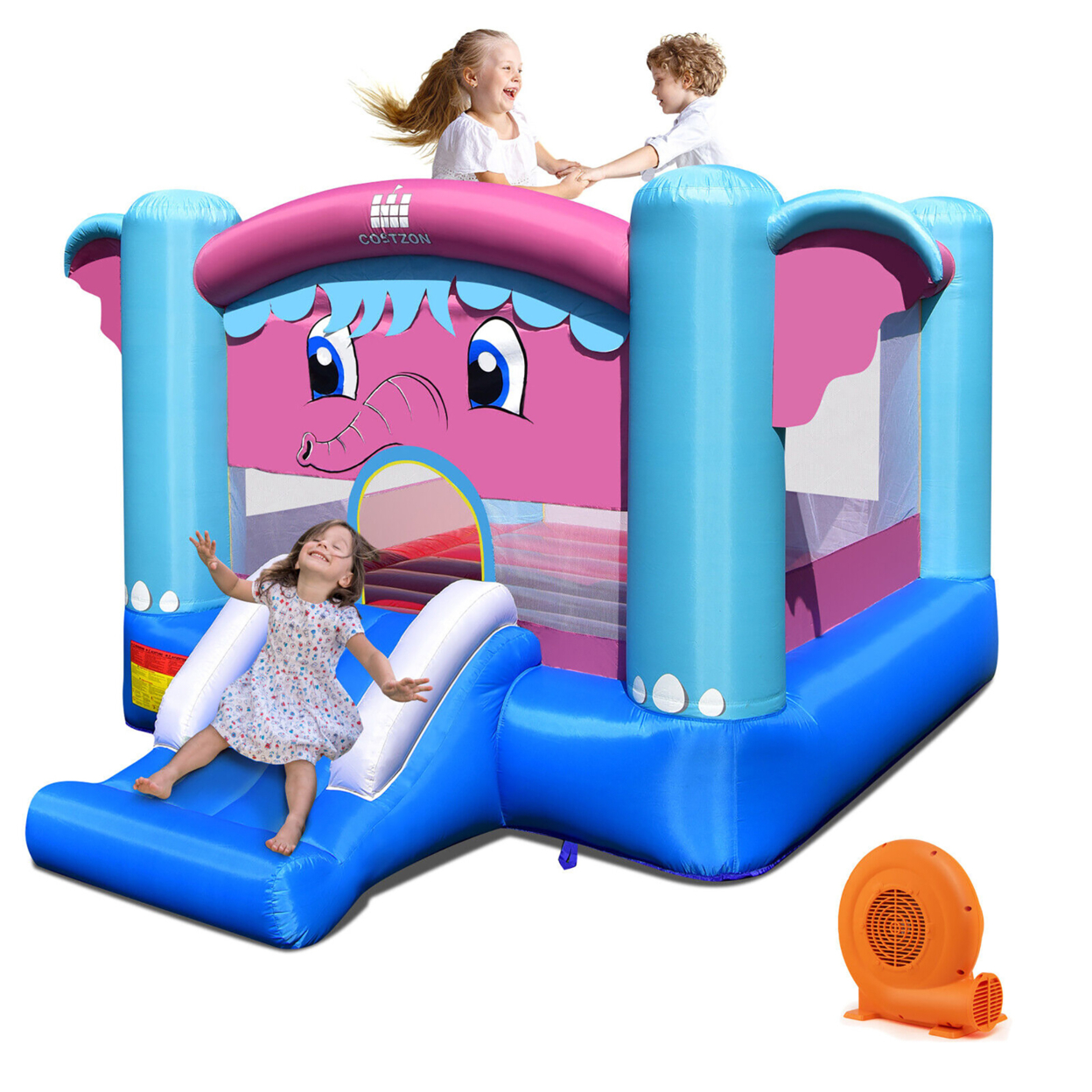 Inflatable Bounce House 3-in-1 Elephant Theme Inflatable Castle W/ 750W Blower