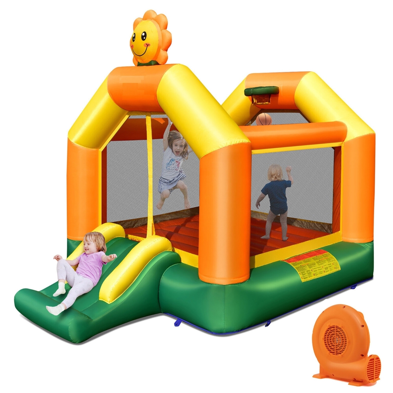 Inflatable Bounce Castle Jumping House Kids Playhouse W/ Slide & 550W Blower
