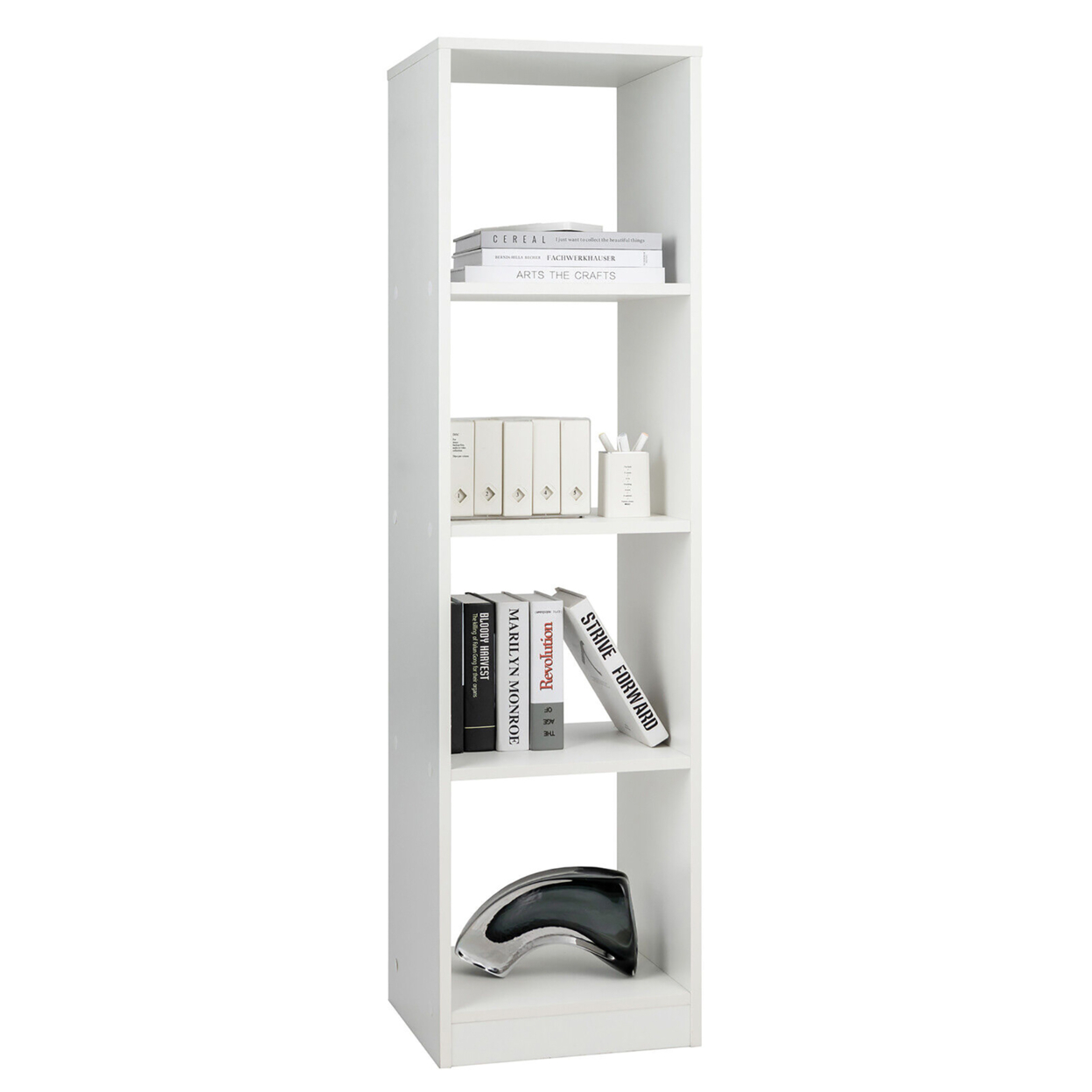 5-Tier Bookshelf Corner Bookcase Storage Display Organizer W/ 4 Cubes