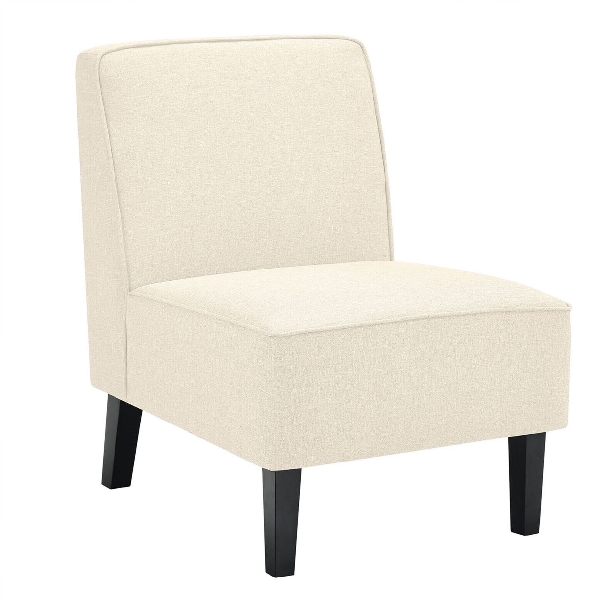 Modern Armless Accent Chair Fabric Single Sofa W/ Rubber Wood Legs Beige