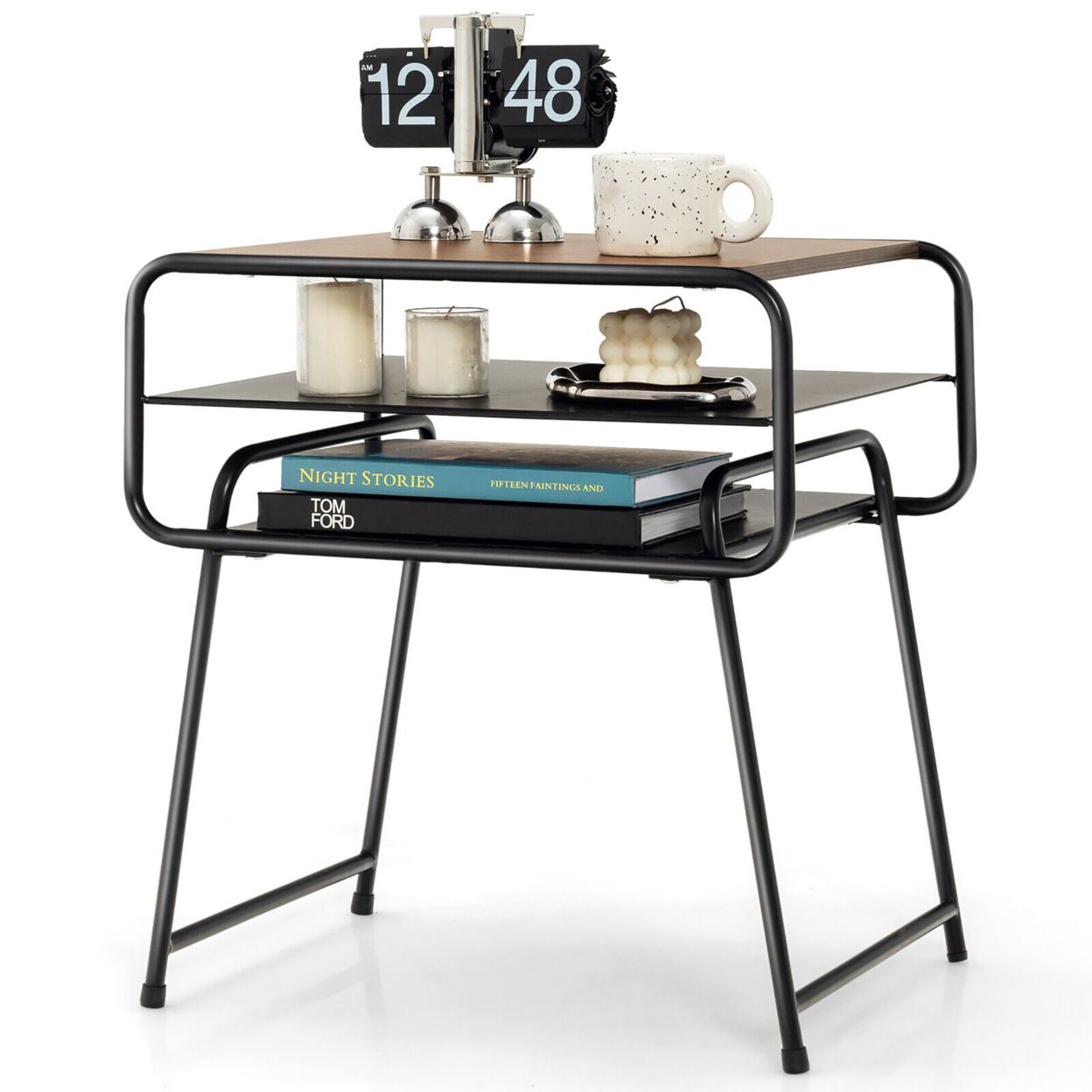 3-tier Side End Sofa Display Table Compact Nightstand For Bedroom Living Room