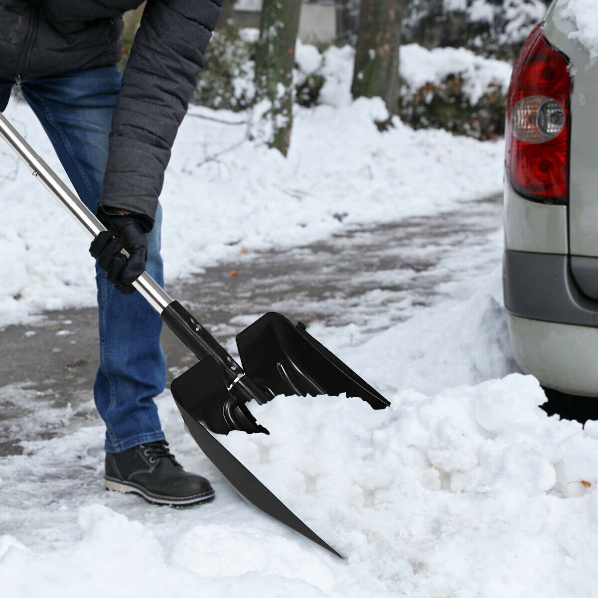 3-in-1 Snow Shovel W/Ice Scraper &Snow Brush Portable Shovel Kit