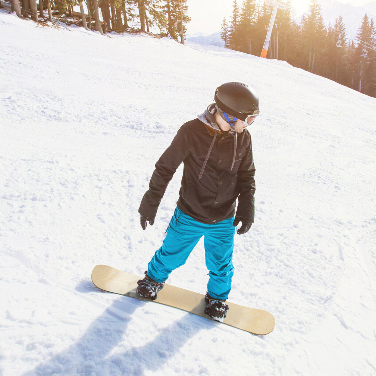 Sledding Board Skiing Board W/Adjustable Foot Straps Winter Sports Snowboarding