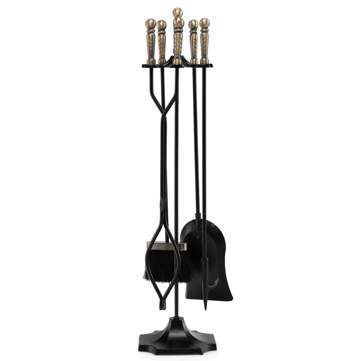 5-Piece Fireplace Tool Set Heavy Duty Fire Tool Set And Holder Fire Pit Stand