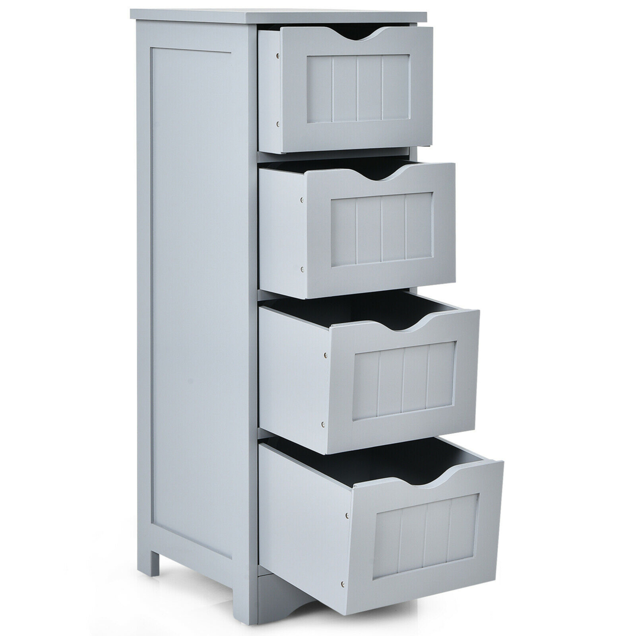 Bathroom Floor Cabinet Free Standing Storage Side Organizer W/4 Drawers Grey