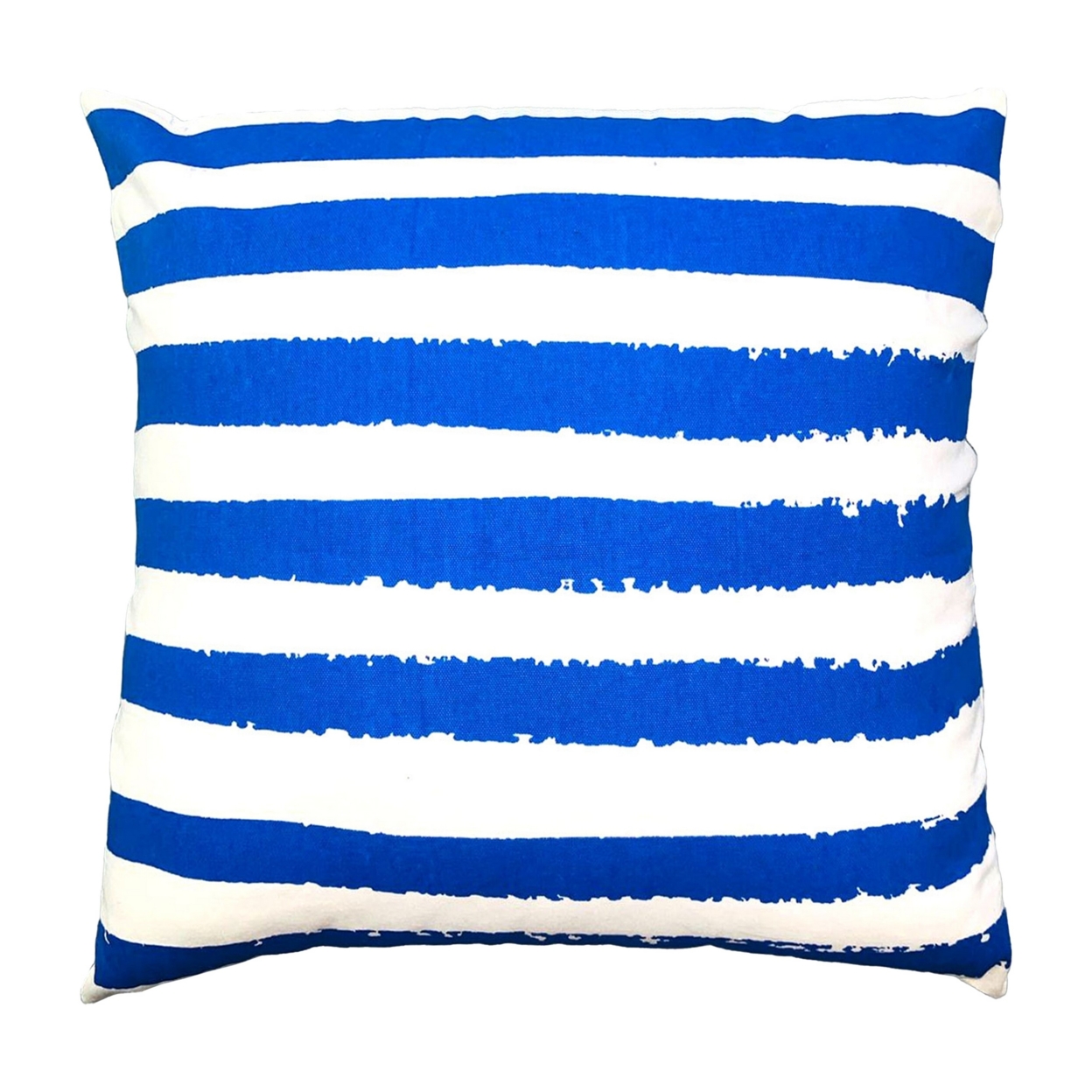 20 X 20 Modern Square Cotton Accent Throw Pillow, Screen Printed Stripes Pattern, Blue, White- Saltoro Sherpi