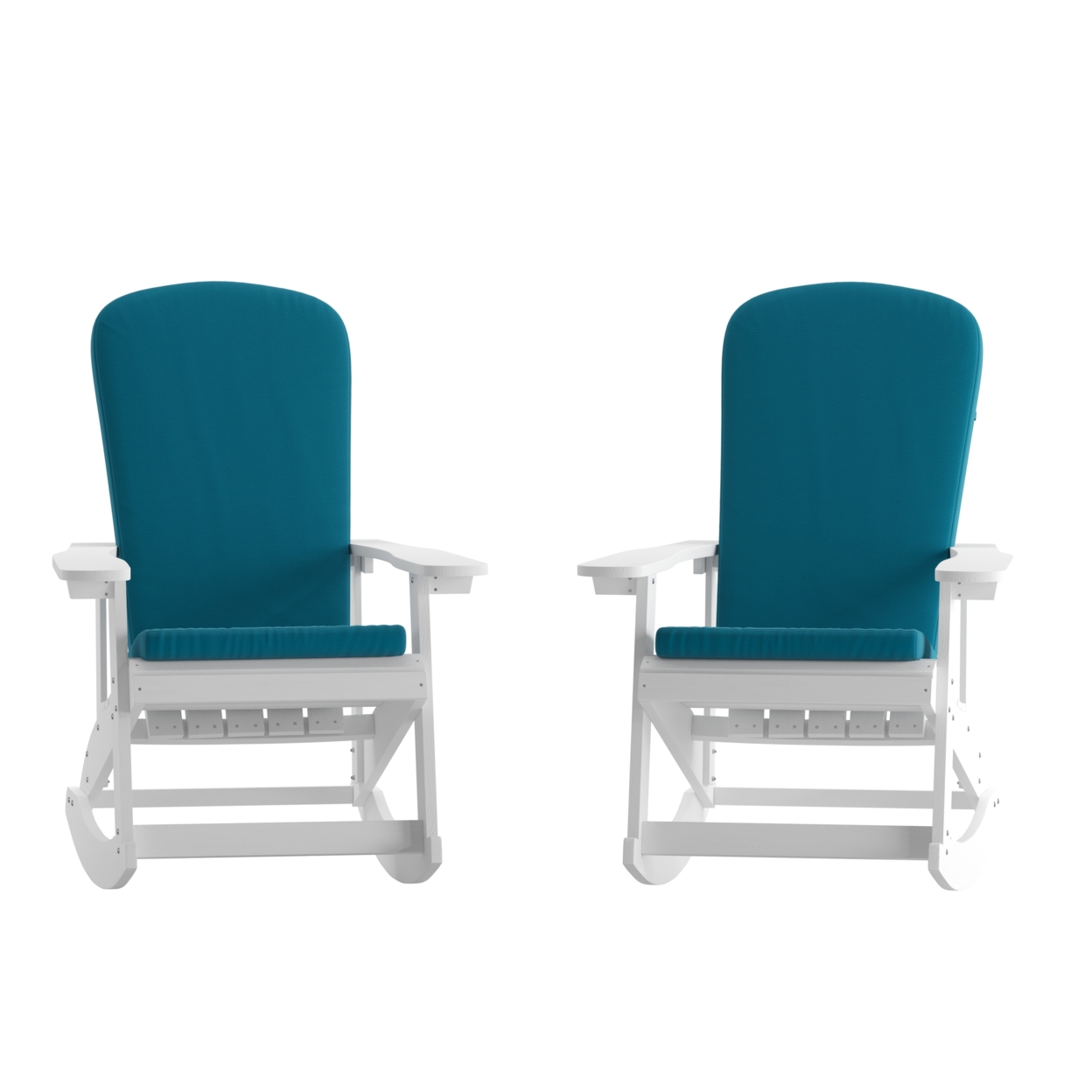 2 Piece Chairs, Adirondack, Teal Blue Removable Cover Cushions, Straps