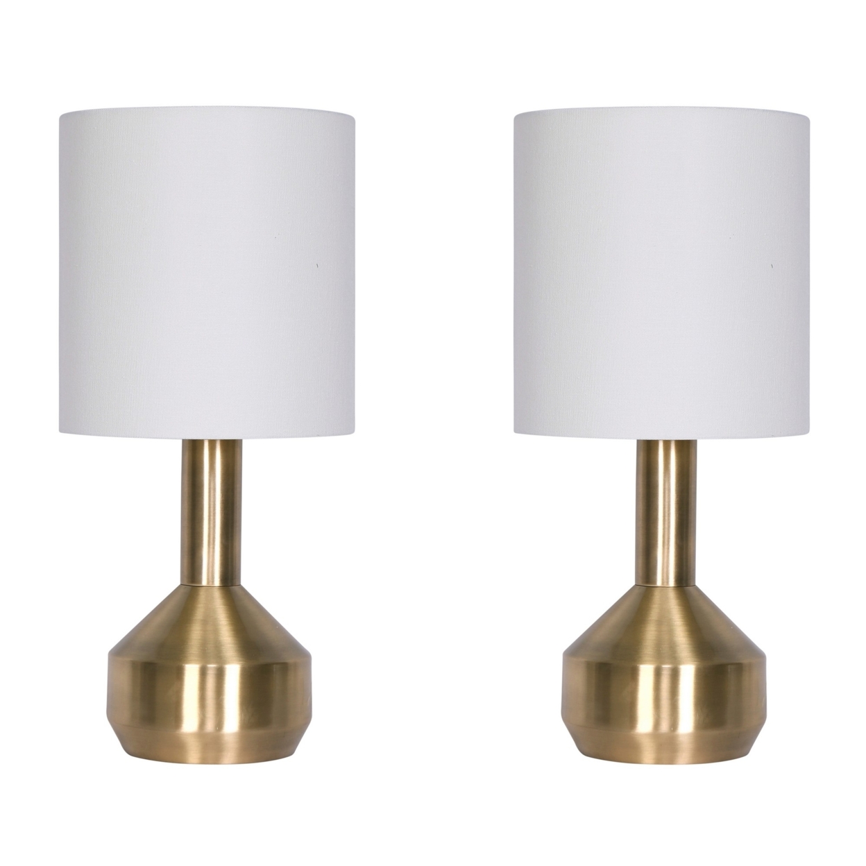 24 Inch Set Of 2 Modern Table Lamps With Polyester Shade, Bronze Metal Base- Saltoro Sherpi
