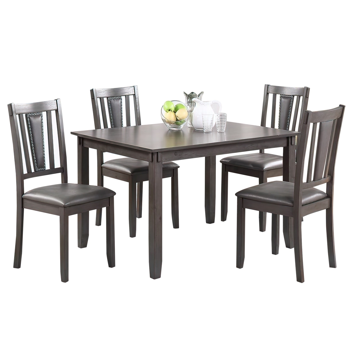 Modern 5 Piece Dining Set With Table, 4 Chairs, Cushioned, Gray And Brown- Saltoro Sherpi