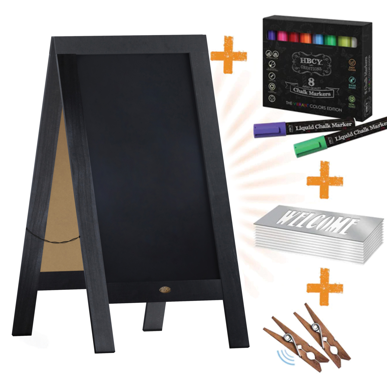 Black A-Frame Chalkboard Set